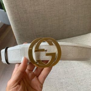 Authentic Gucci belt white leather